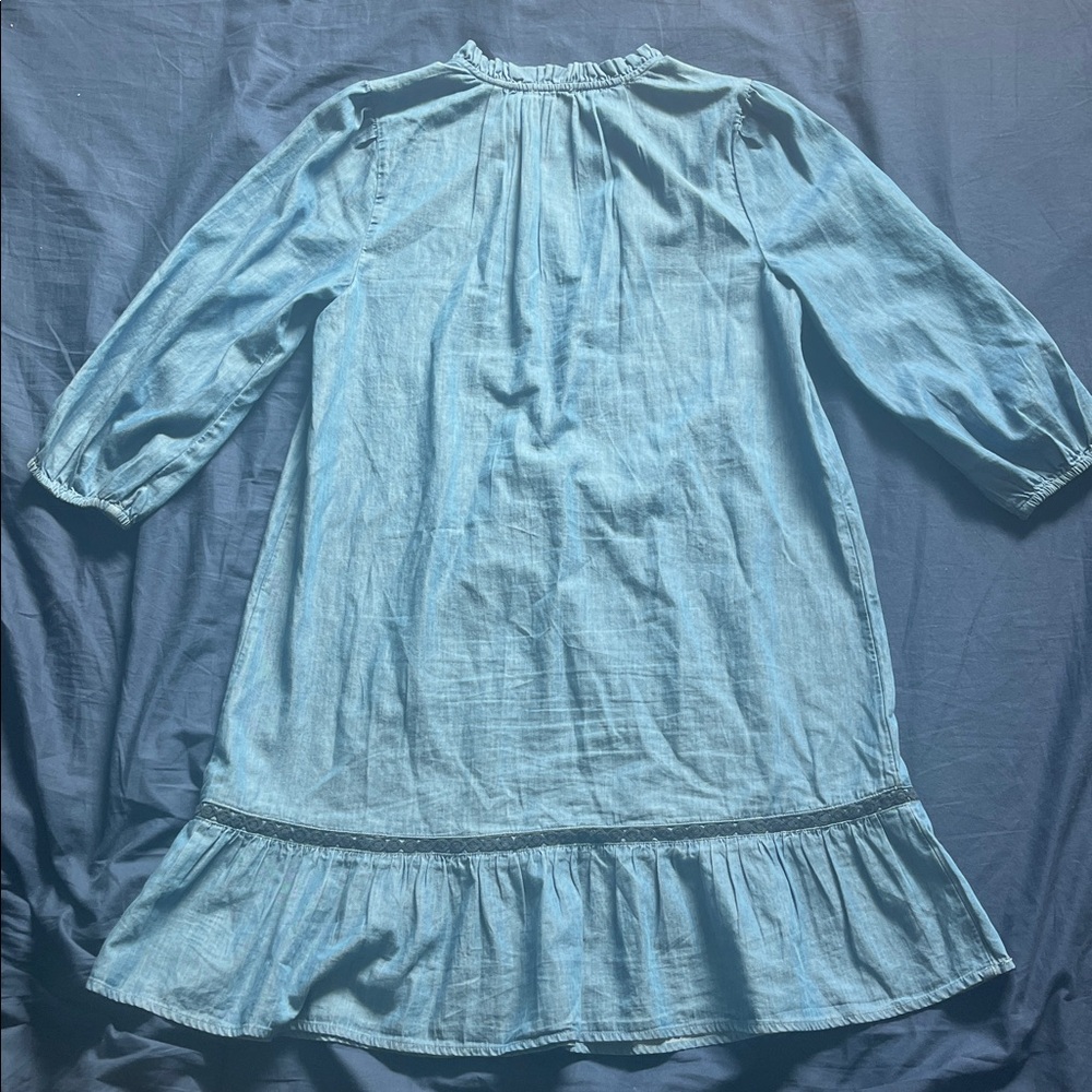 100% Cotton crown & ivy blue v neck small dress knee length natural fibers - Picture 6 of 8